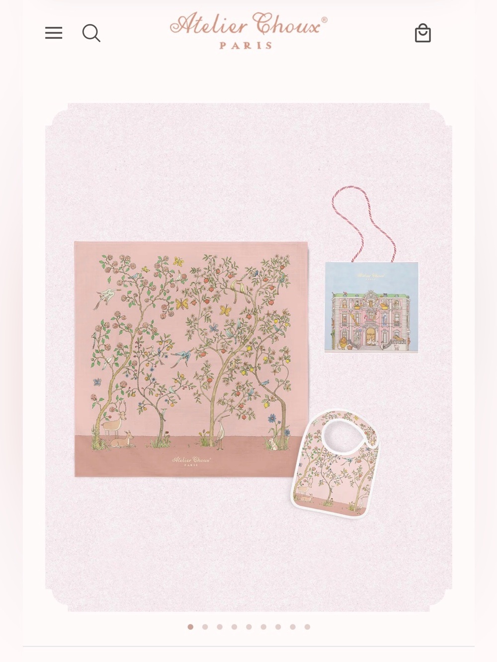Atelier Choux Paris Pink Floral Kids Bib & Accessory Set